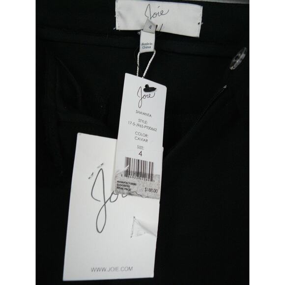 Joie Shawnta Caviar Black Cropped Cuffed Dress Pants 4 NEW - Picture 6 of 9